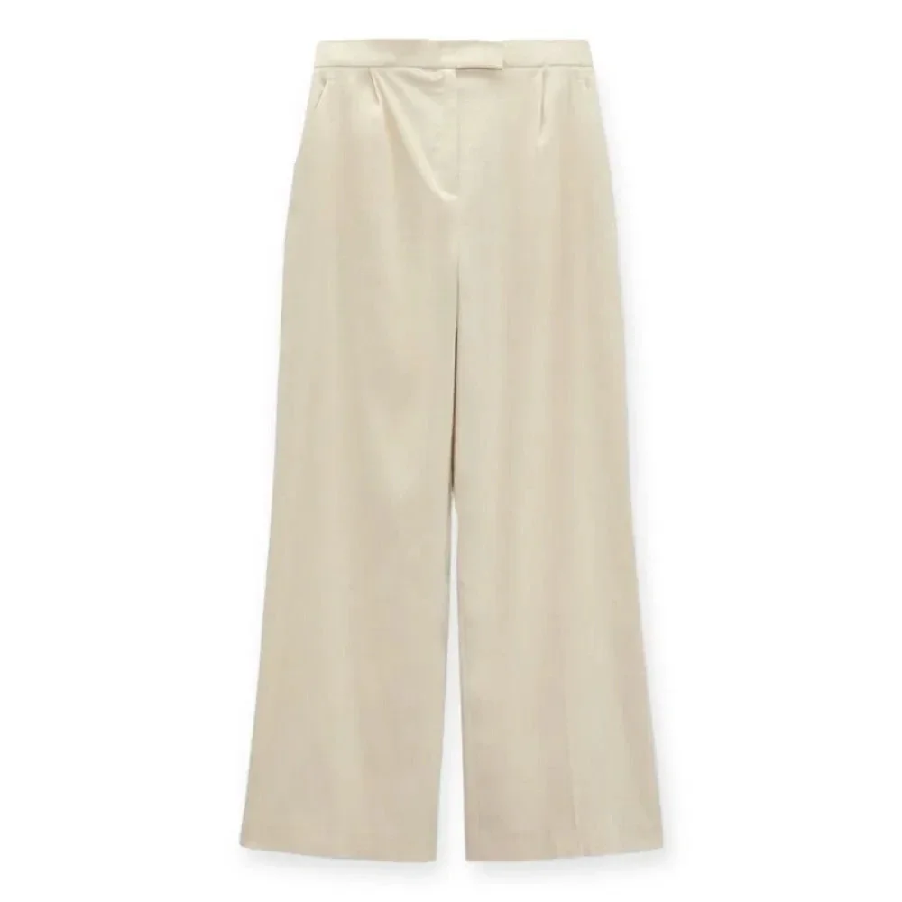 ZARA Beige Linen Blend Wide Leg Trousers NWT Size S